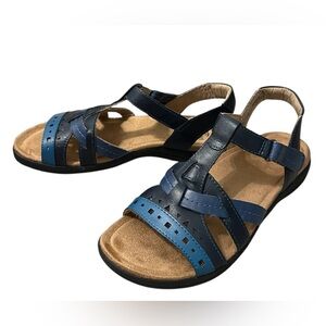 NWOT Earth Origins women’s 8.5M leather strappy two tone blue sandals